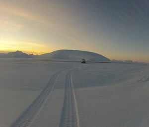 An area of stained sea ice was the first sign we saw of the penguins