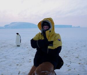 Pete, with an Emperor Penguin in the background