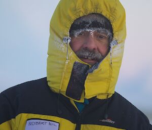 Robert with hooded puffy jacked and beardsicles