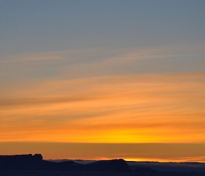 A golden-yellow sky in the evening