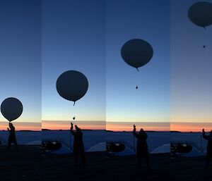 A collage of a balloon release