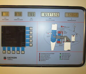 The control panel at the base of the turbine