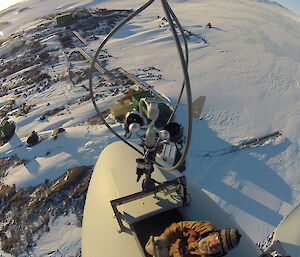 Wind direction and speed instruments on the top of the wind turbine