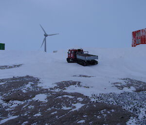 The red Hagg with its configuration is a useful machine on station in heavy snow conditions