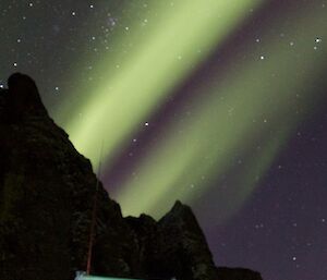 Green light above a field hut