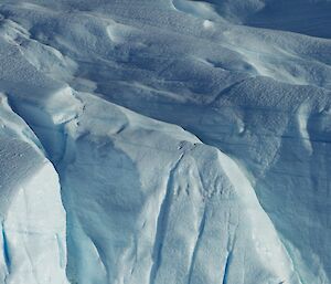 Emperor penguins in front of Taylor glacier