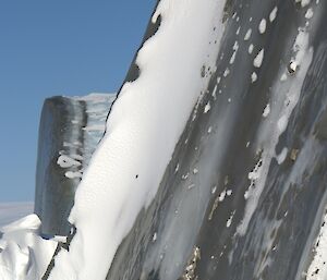 A close up of the surface of the “moraine berg” showing rocks and dirt