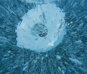 Bubbles trapped in frozen lake