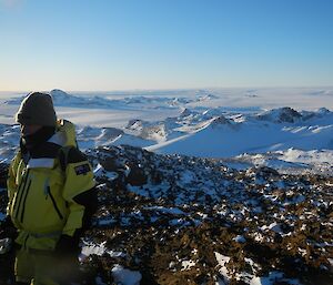 Bob on Chapman Ridge with UFS Island behind