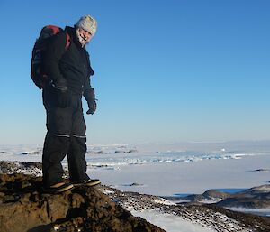 Anders standing on the Peak of Chapman Ridge