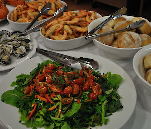 A selection of food highligthing the Mawson hydroponically grown salad