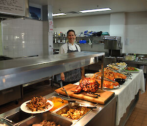 The Chef justifiably proud with all her food on display