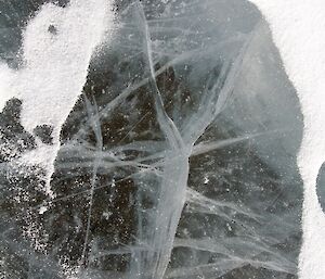 Layers of cracks in the ice create beautiful patterns