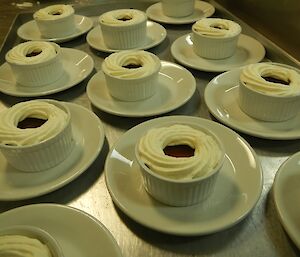 The dessert-coffee and coconut jelly with cream in a small bowl