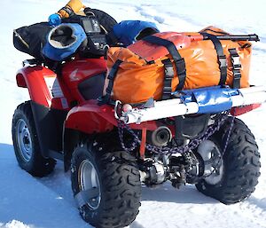 Quad bike, with tape on tyre