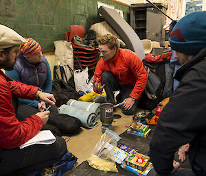 Group of participants gathered around a stove