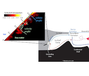 A schematic of the ocean circulation on the Antarctic continental shelf.