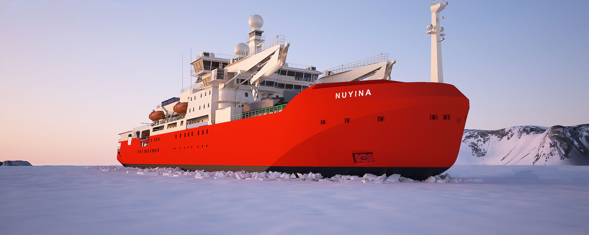 Rendered 3D image of the new icebreaker