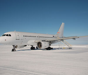 A319 plane on ice runway