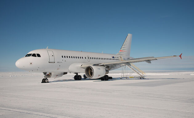 A319 plane on ice runway