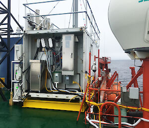 Cloud and rainfall sensors mounted on the monkey island of Aurora Australis.
