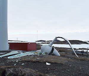 Broken wind turbine