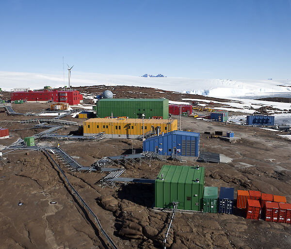 Aerial shot of Mawson research station