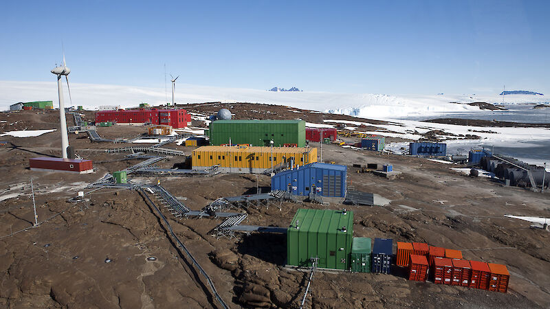 Aerial shot of Mawson research station