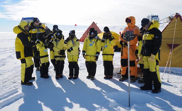 Ice coring demonstration.