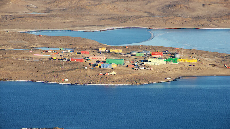 Aerial view of Australia’s Davis station, Antarctica.