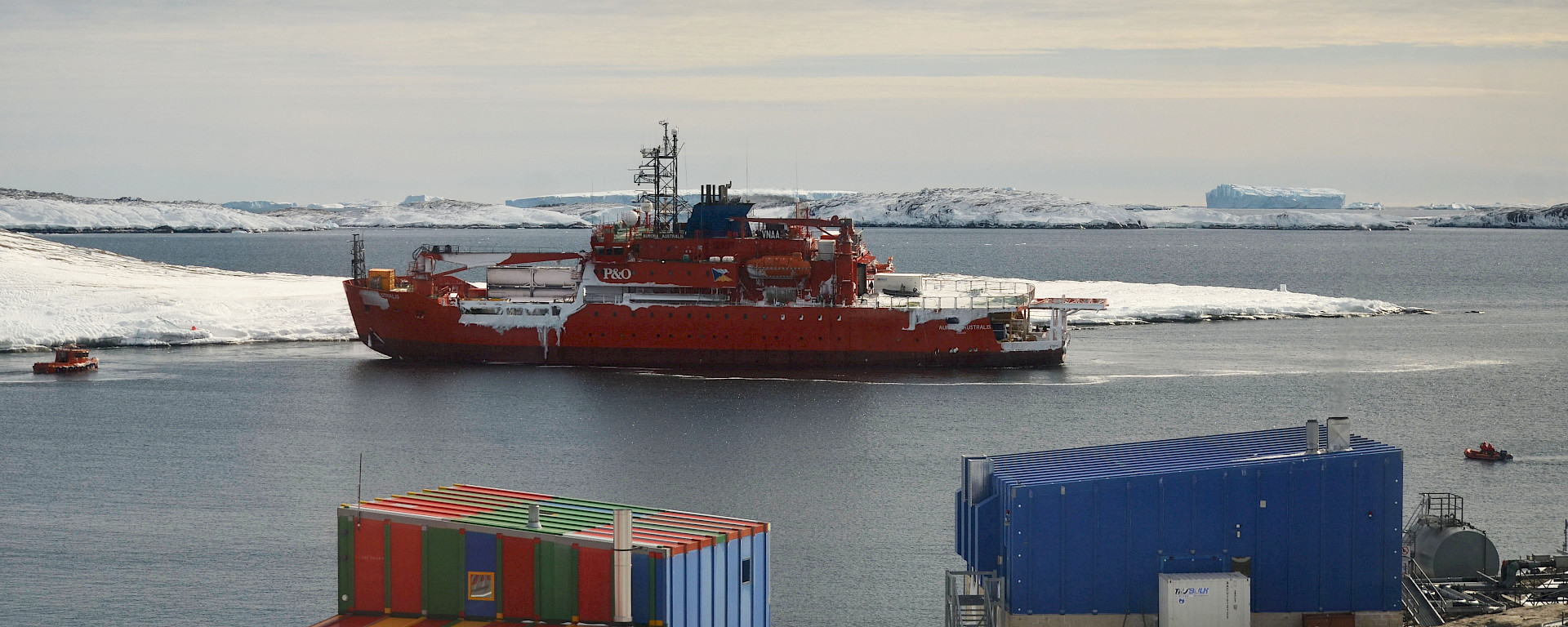 Aurora Australis after being refloated in Mawson harbour