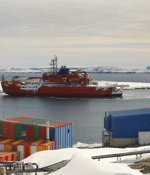 Aurora Australis after being refloated in Mawson harbour