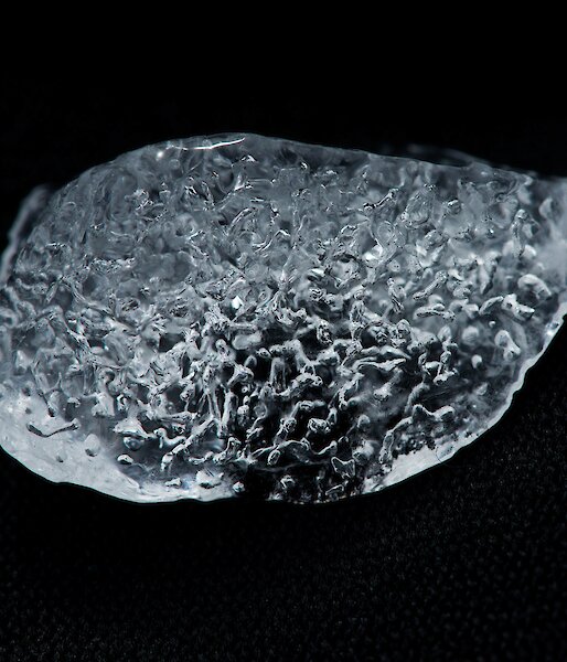 Small piece of ice with bubbles