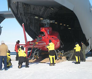 Helicopter being loaded on to C17 at Wilkins Aerodrome.