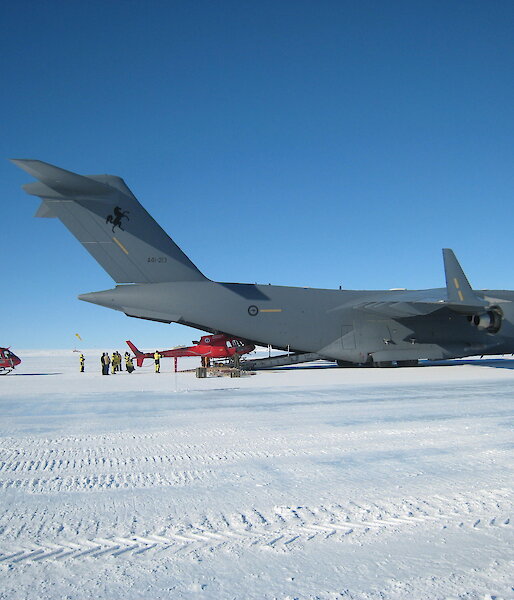 Two of three helicopters on their way home to Australia via C17.