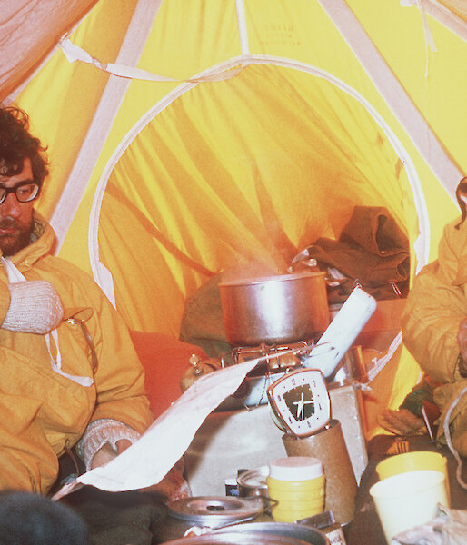 Dr Ian Allison at camp in Antarctica