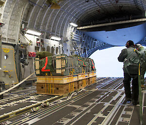 Cargo inside C-17A ready to be dropped.