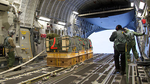 Cargo inside C-17A ready to be dropped.