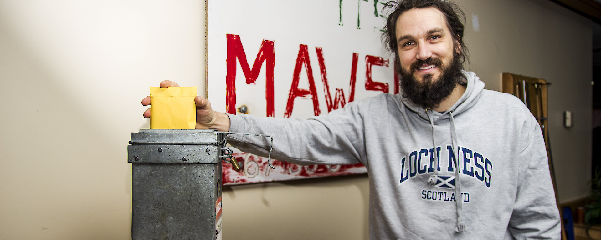 Mawson electrician Shane Ness preparing to cast his vote in the 2016 federal election.