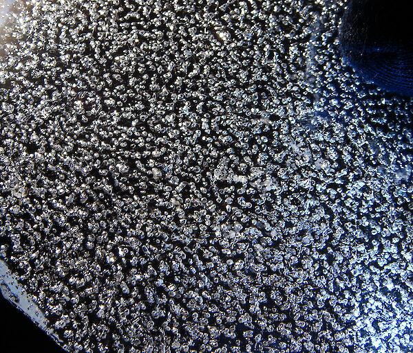 Close up of bubbles trapped in Antarctic ice core