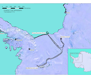 Map of the traverse route