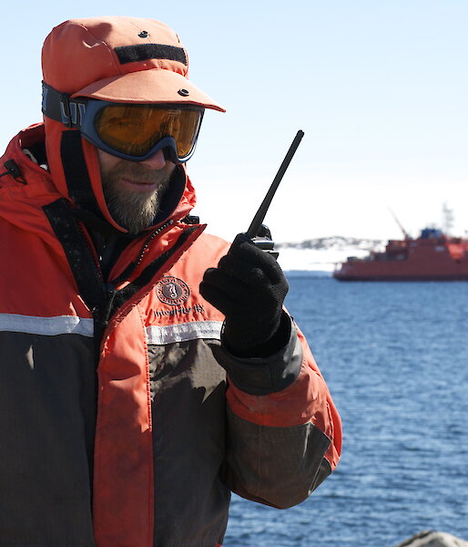 Anthony Hull coordinating the resupply at Australia’s Casey research station