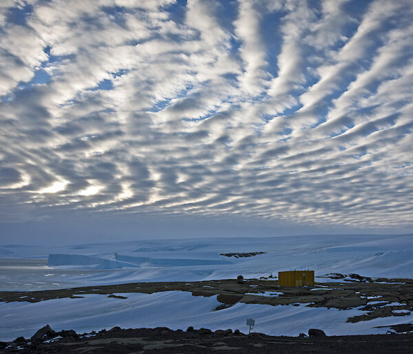 The wave structure in these clouds over Mawson is caused by gravity waves in the Antarctic atmosphere
