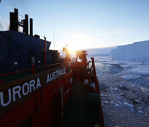 The Aurora Australis alongside the Totten Glacier