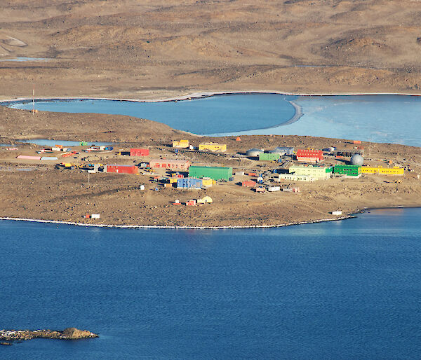 Aerial view of Australia’s Davis station, Antarctica.