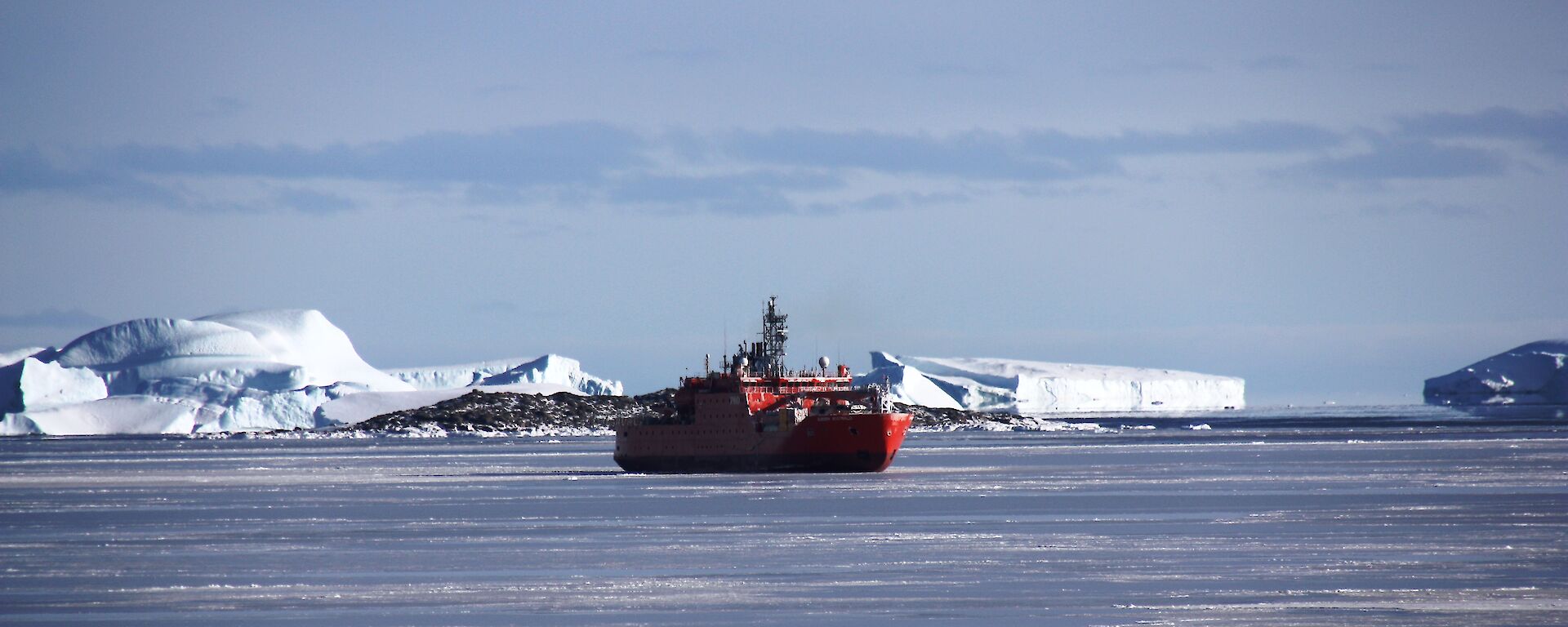 The Aurora Australis at anchor at Davis station