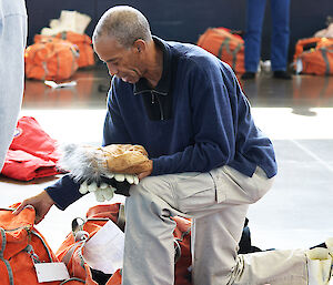 Going through the USAP issued Extreme Cold Weather (ECW) gear in Hobart