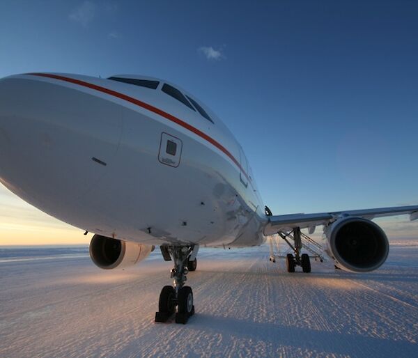 Australia’s airbus A319 on the ground in Antarctica