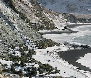 Rugged Macquarie Island under snow