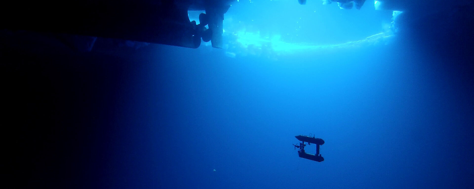 An autonomous underwater vehicle (AUV) at work under the sea ice